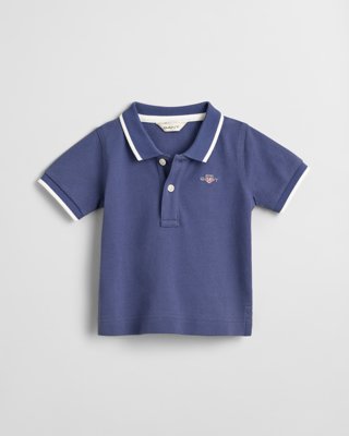 Gant Baby piqué rugger med kontrastdetaljer DUSTY NAVY 74