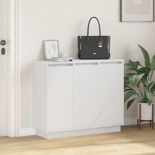 Sideboard med LED Hvit 90x32x75 cm Laget av tre Sideboard med LED Hvit 90x32x75 cm Laget av tre