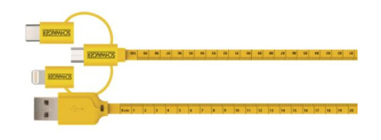 SCHWAIGER Ladekabel USB 2.0 A> 3-in-1 1,2m bedruckt MaÃŸband