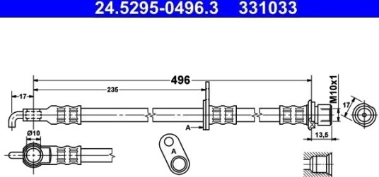 ATE 24.5295 0496.3 Bremseslange