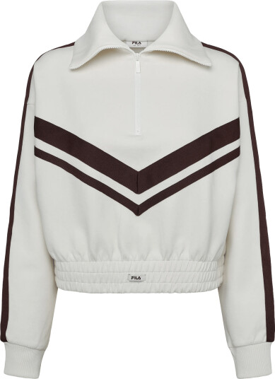 FILA Avigna Relaxed Cropped Half Zip Sweatshirt Cream M