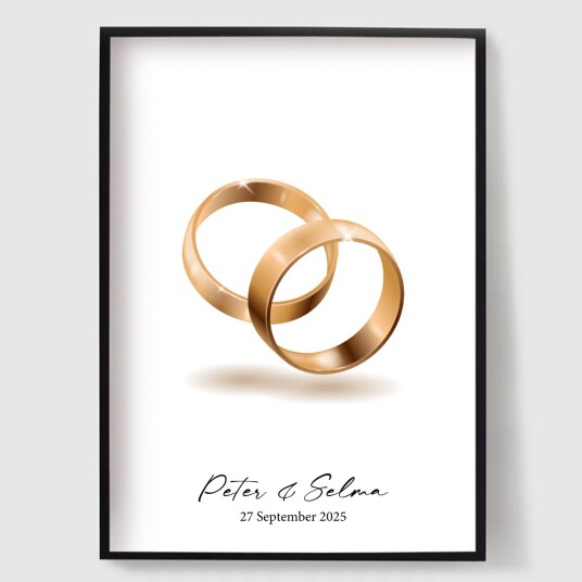 Namly Design Personalisert Plakat Tilpasset Gull Bryllupsring POSTERB1LKU6
