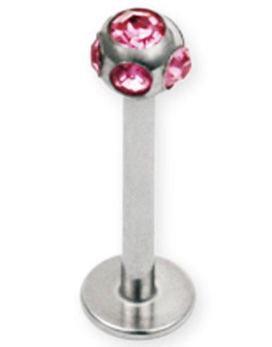 Aab Diamond Ball Labret Rosa Strl 1.2 x 8 mm med 4 mm kule