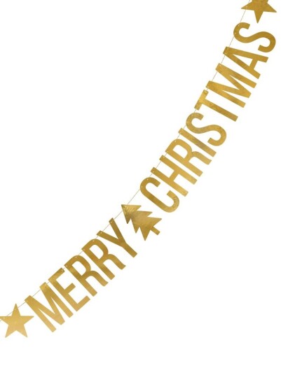 Gullfarget Merry Christmas Bokstavbanner 150 cm