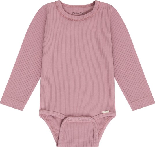 Minymo Body I/e Rib Nostalgi Rose Minymo 62 Langermet Body Rosa