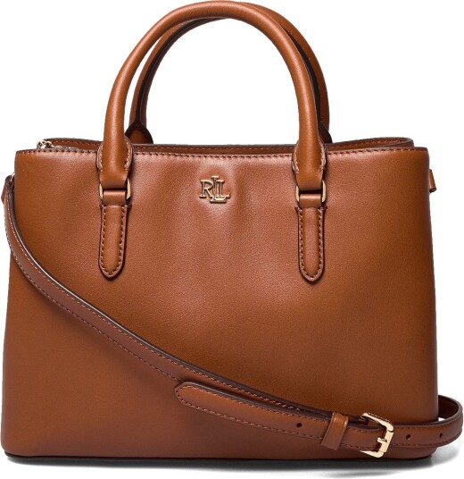 Lauren Ralph Lauren Leather Small Marcy Satchel LAUREN TAN One Size
