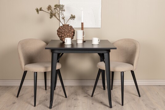 Venture Home Spisegruppe Tudera 80 cm Rektangulær med 2 Longreone Stoler Beige