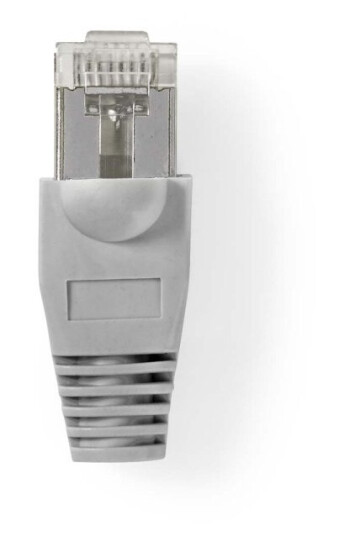 Nedis RJ45-kontakt | Hann | Solid STP CAT5 | Rett | Gull belagt | 10 stk. | PVC | Gjennomsiktig / Grå | Boks