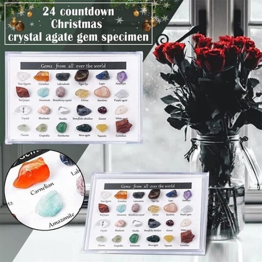 24 stk Julekalender Mineral Stein Juleräknedager Leke Krystall Smykker Samlinger Gaver til Barn 1 Eske
