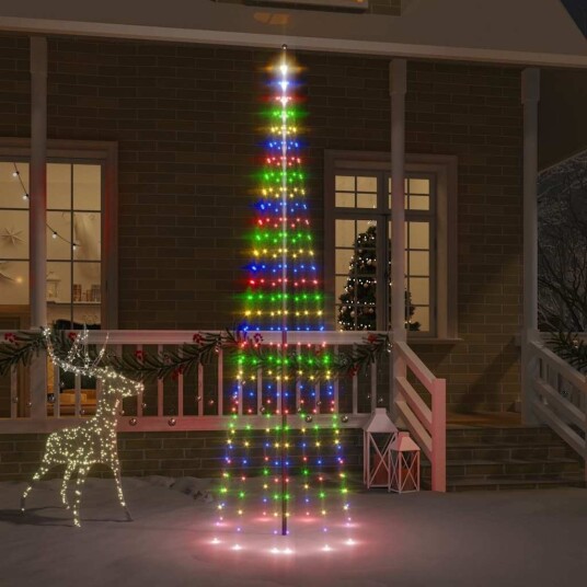 vidaXL Juletre på flaggstang 310 LED fargerik 300 cm