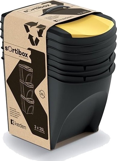 Keden Avfallsbeholder Sortibox 25L Sett 3 – Svart Resirkulering* Keden Avfallsbeholder Sortibox 25L Sett 3 – Svart Resirkulering*