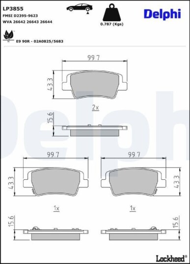 DELPHI LP3855 Bremseklosser