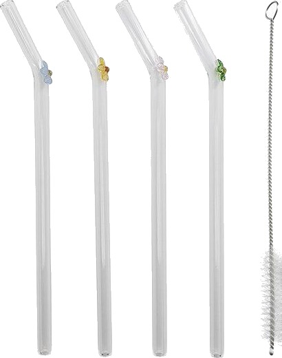 Modern House Fun sugerør 20 cm 4 stk blomst
