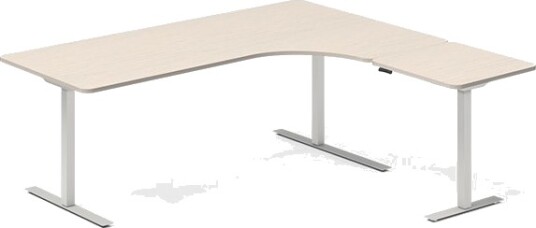 Hæve-Sænkebord Dna, Birk 2000X2000 Mm Højre 3-Ben/Sort
