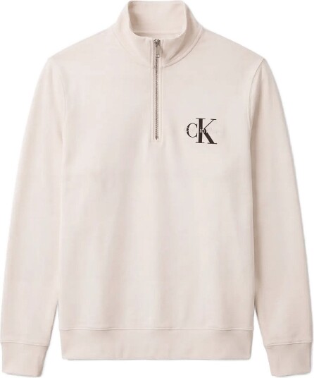 Calvin Klein Jeans Cl Ls 350Terry Mcro Mnlg Qtr Zip Cream XXL