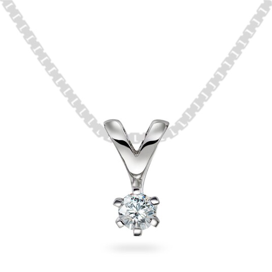 Olivia by Gullfunn, Anheng i 585 hvitt gull med diamant 0,15 ct