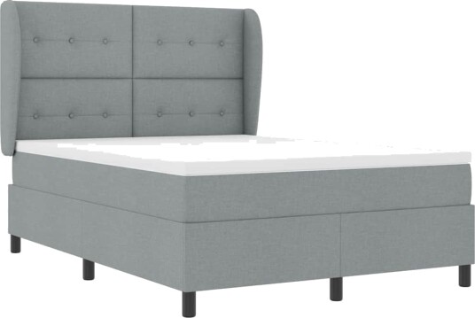  Box Spring Seng med Madrass i Lysegrå 160x200 cm Stoff