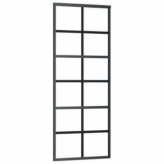 vidaXL Skyvedør med monteringssett svart 76x205 cm ESG-glass