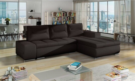 Seksjon Eltap Ottavio 275x180x85 cm Soft 66 Soft 15 Mørk brun Svart Høyre