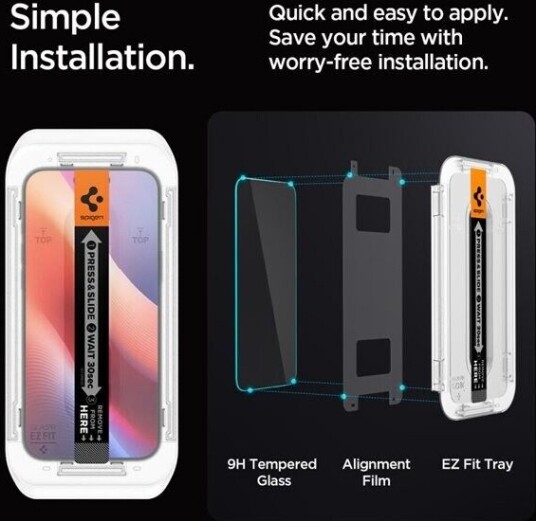 Spigen Glas.tR EZ Fit Privacy Skjermbeskytter for iPhone 16 Pro - 2-pakning