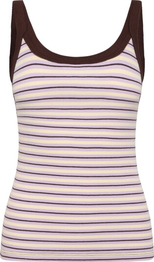Topshop Tsmolly Sl Stripe Scoop Rib Vest Jrs Purple XS