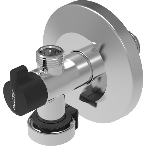 Broen Dobbelt Vinkelventil 3/4" x 1/2" x 3/8" med Kontraventil