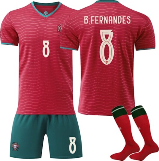 25 26 Portugal Landslagsdrakt Special Edition Nr. 8 B.Fernandes Sett Barn Voksen Fotballutstyr Med Sokker