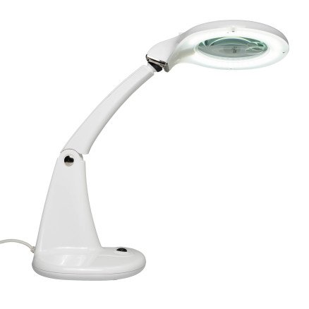 Prym Forstørrelsesglass til Bord med LED Lampe Hvit Plast Ø9,5cm