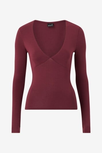 Gina Tricot Topp Soft Touch V-neck Rød