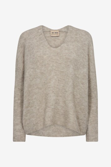 MOS MOSH - Genser mThora V-neck Knit - Beige