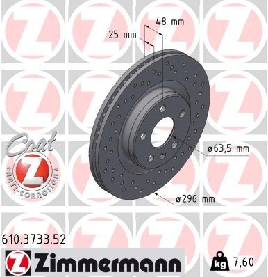 Bremseskive ZIMMERMANN 610.3733.52