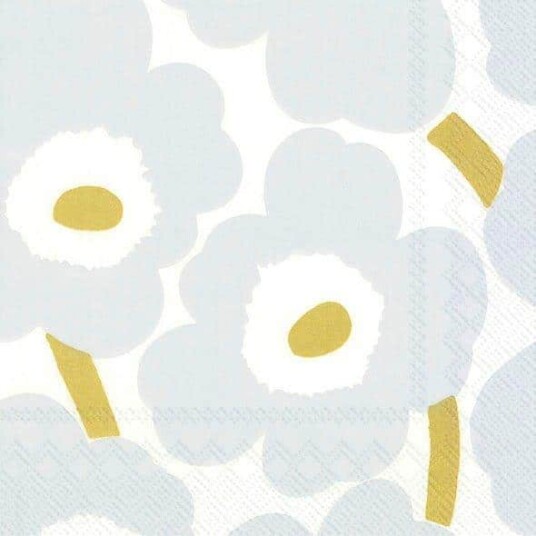 Marimekko servietter lunsj Unikko white silver