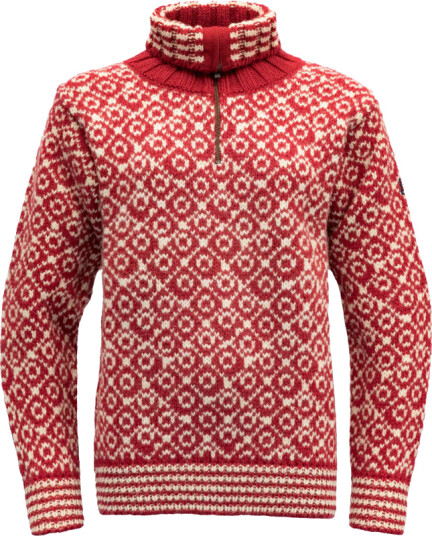 Devold Unisex Svalbard Wool Zip Neck M , Hindberry/Offwhite Devold Unisex Svalbard Wool Zip Neck M , Hindberry/Offwhite