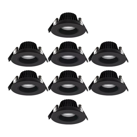Ledpro Icarus tiltbar downlight 7W 8-pakning, sort