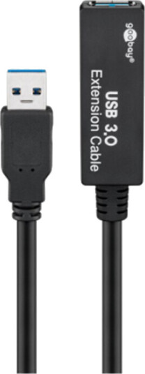 Pro USB 3.0 Forlengelseskabel 5m Sort aktiv A-Type