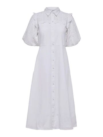 Selected Femme Violette 2/4 Ankle Broderi Dress - Bright White 38