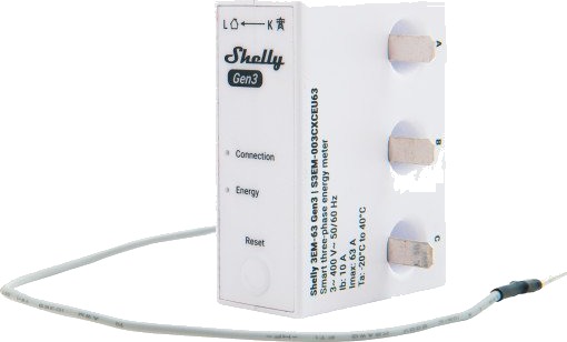 Shelly 3EM 63T Gen3 Strømmåler Shelly 3EM 63T Gen3 Strømmåler
