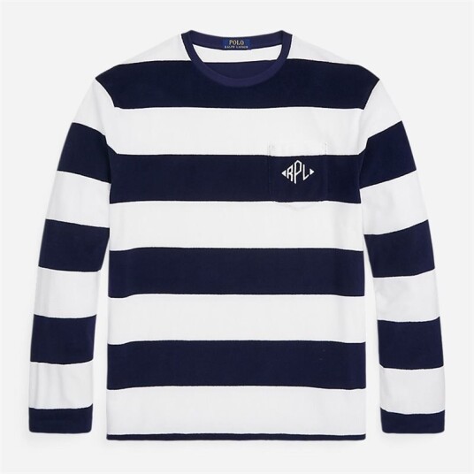 Ralph Lauren Standard Fit Monogram Terry T-Shirt - Newport Navy/white Blå L