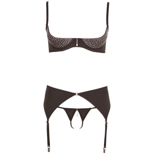 Cottelli Abierta Fina Half Cup BH-sett     - Svart - XL