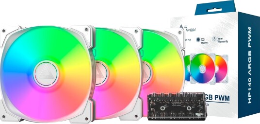 Montech HP140 ARGB PWM Kabinettvifte 140mm Hvit 3-Pakning