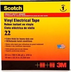 3M Scotch 22 Isolasjonstape 19mm x 33m Sort for Elektroverktøy