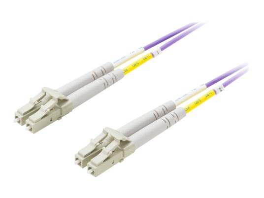 Deltaco 3m OM4 Fiberoptisk Nettverkskabel LC-Hann til LC-Hann Fiolett