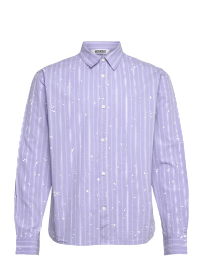 Weekday Relaxed Printed Button-Up Cotton Shirt - Blue - S Weekday Relaxed Printed Button-Up Cotton Shirt - Blue - S