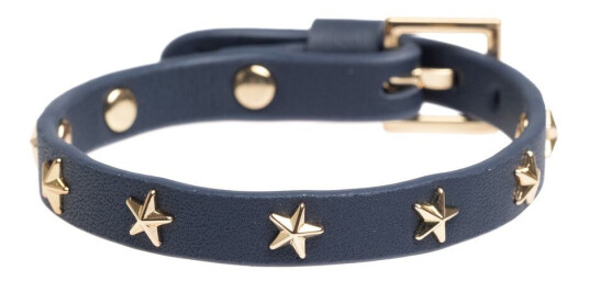 DARK Leather Star Stud Bracelet Mini Navy Blue