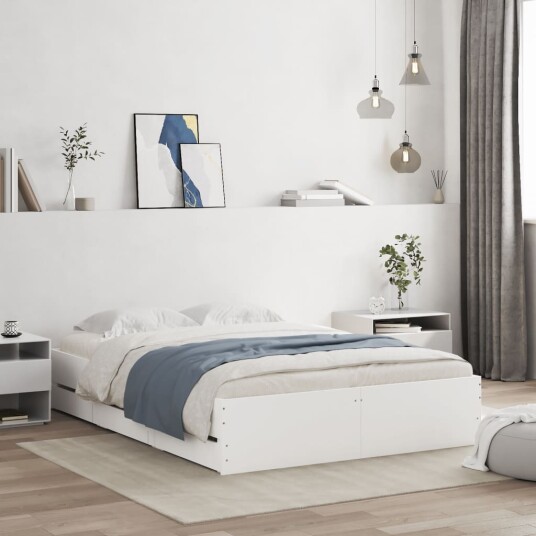 vidaXL Sengeramme med skuffer hvit 120x190 cm konstruert tre 8721012245327