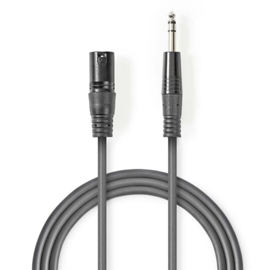 Nedis Balansert lydkabel | XLR 3-Pin Han | 6.35 mm Han | Nikkel belagt | 1.50 m | Rund | PVC | Mørk Grå | Pappetui Nedis Balansert lydkabel | XLR 3-Pin Han | 6.35 mm Han | Nikkel belagt | 1.50 m | Rund | PVC | Mørk Grå | Pappetui