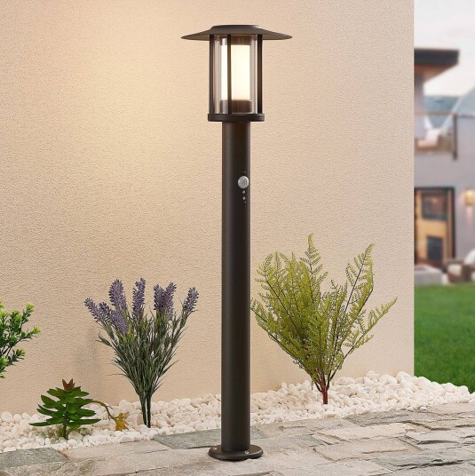 Lindby LED-veilampe Gregory, mørk grå, sensor