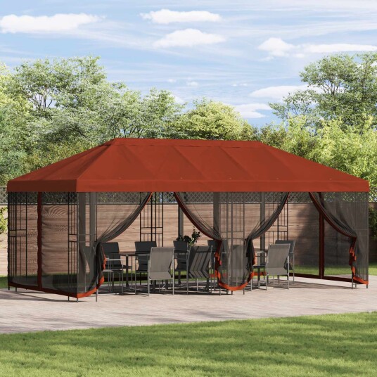  Teltduk med sidevegger 6 x 3 m Terrakotta Polyester 190