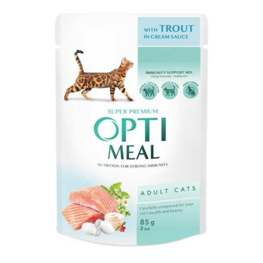 Optimeal Cat Adult Trout In Cream Sauce Våtfôr Til Katt 12 X 85G