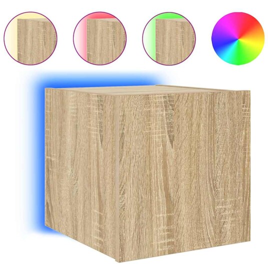  Vegghengt TV-benk med LED sonoma eik 30,5x35x30 cm 837222